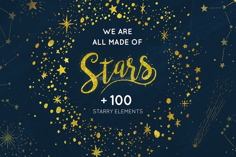 碎金星座星空背景AI矢量装饰素材